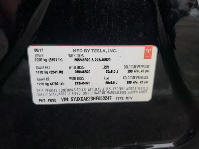 2017 TESLA MODEL X 5YJXCAE23HF050247