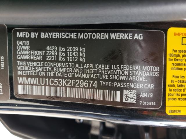 2019 MINI COOPER CLU WMWLU1C53K2F29674