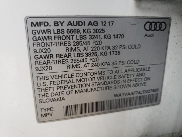 VIN WA1VAAF74JD027686 2018 Audi Q7, Prestige no.10