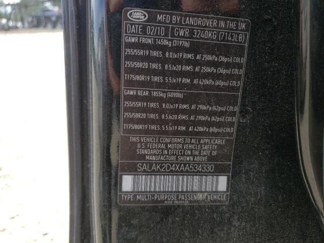 2010 LAND ROVER LR4 HSE LU SALAK2D4XAA534330