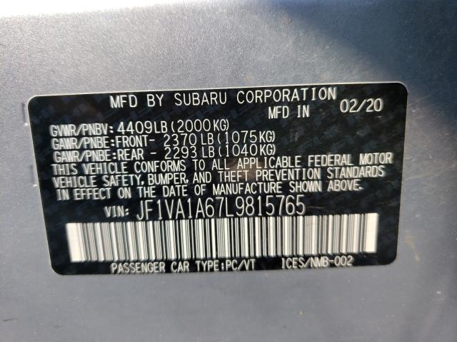 2020 SUBARU WRX JF1VA1A67L9815765