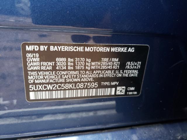 VIN 5UXCW2C58KL087595 2019 BMW X7, Xdrive40I no.10