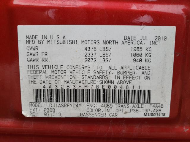 2011 MITSUBISHI GALANT ES 4A32B3FF7BE004811
