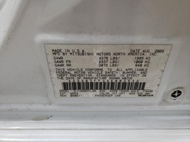 2010 MITSUBISHI GALANT ES 4A32B3FF3AE003542