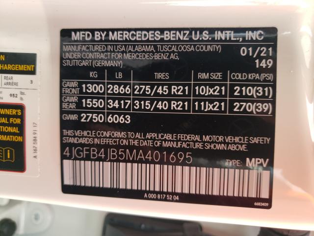 4JGFB4JB5MA401695 Mercedes-Benz GLE-Class GLE 350 10