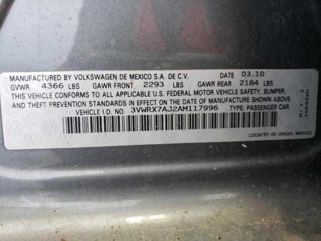 2010 VOLKSWAGEN JETTA 2.5 3VWRX7AJ2AM117996