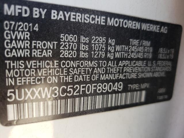 2015 BMW X4 XDRIVE2 5UXXW3C52F0F89049