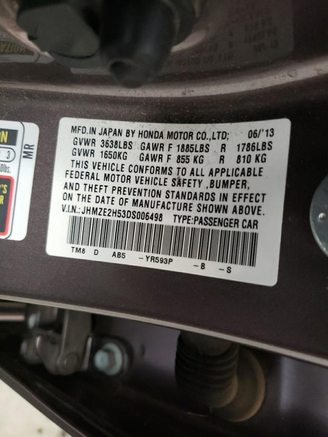 2013 HONDA INSIGHT LX JHMZE2H53DS006498