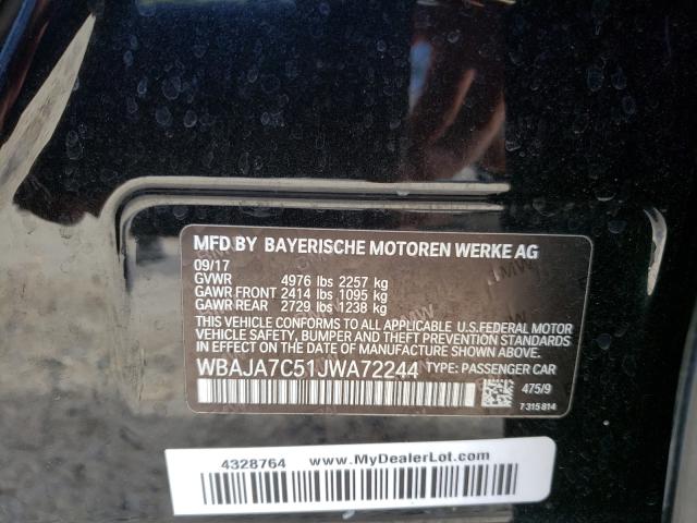 2018 BMW 530 XI WBAJA7C51JWA72244