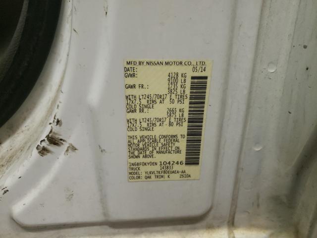 2014 NISSAN NV 1500 1N6BF0KY0EN104246