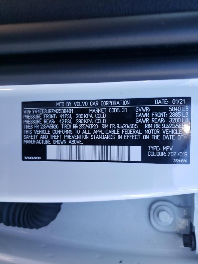 2021 VOLVO XC40 RECHA YV4ED3UR7M2538481