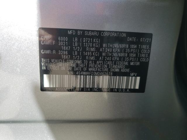 2021 SUBARU ASCENT PRE 4S4WMAFD3M3462678