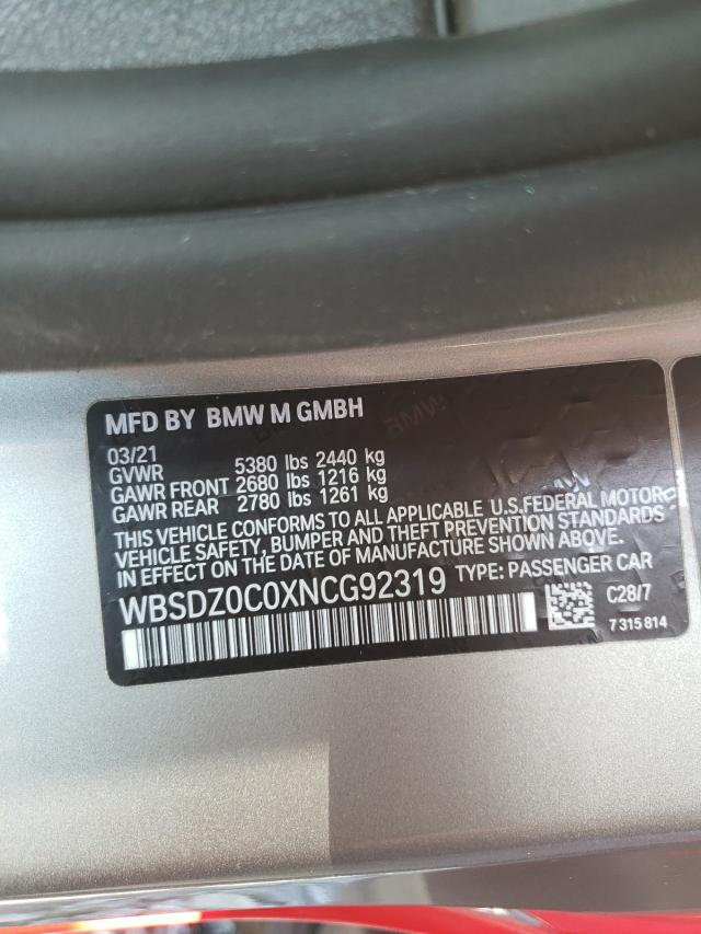 2022 BMW M8 WBSDZ0C0XNCG92319