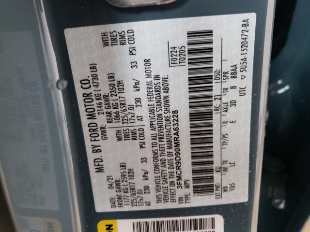 2021 FORD BRONCO 3FMCR9D90MRA63228