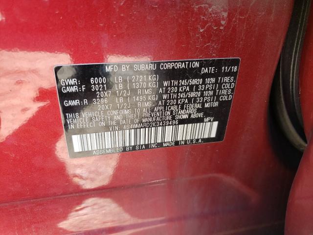 2019 SUBARU ASCENT TOU 4S4WMARD2K3439496
