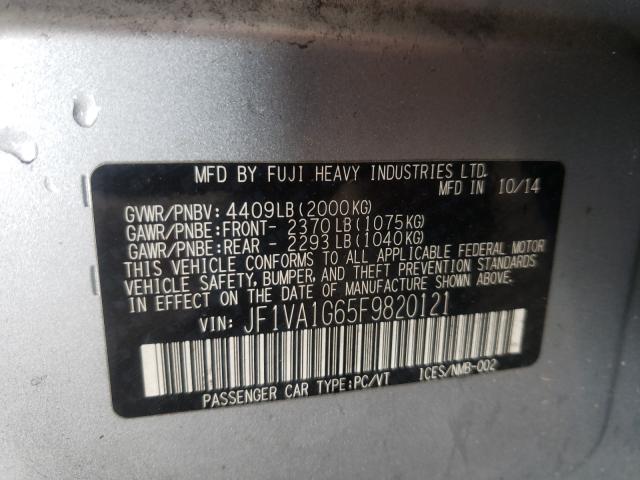 2015 SUBARU WRX LIMITE JF1VA1G65F9820121