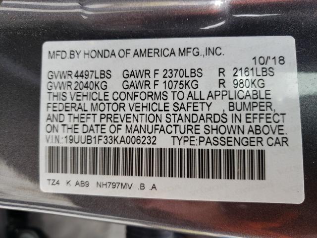 2019 ACURA TLX 19UUB1F33KA006232