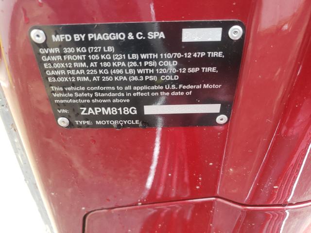 2019 VESPA PRIMAVERA ZAPM818G3K5900039
