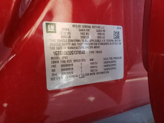 2016 GMC CANYON SLT 1GTG6DE32G1378543