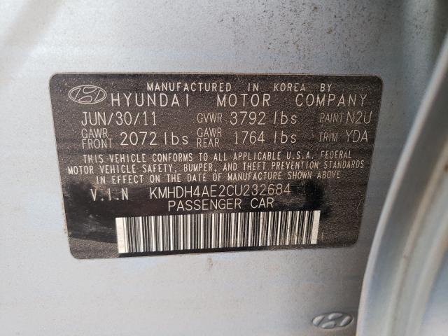 2012 HYUNDAI ELANTRA GL KMHDH4AE2CU232684