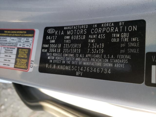 2018 KIA SEDONA SXL KNDME5C14J6346734