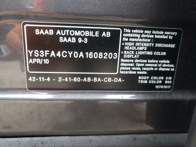 2010 SAAB 9-3 2.0T YS3FA4CY0A1608203
