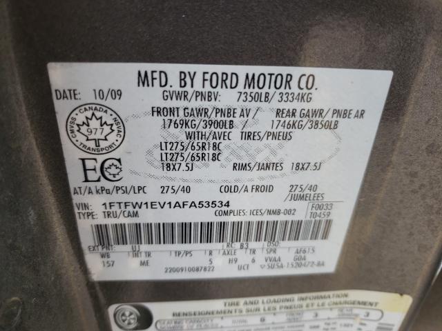 2010 FORD F150XLT4X4 1FTFW1EV1AFA53534