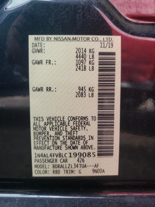 2020 NISSAN ALTIMA PLA 1N4AL4FV8LC199085