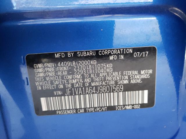 2018 SUBARU WRX JF1VA1A64J9807569