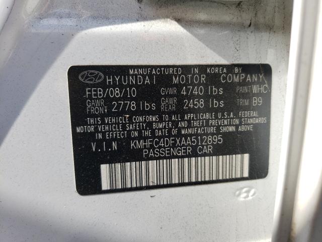 2010 HYUNDAI AZERA GLS KMHFC4DFXAA512895