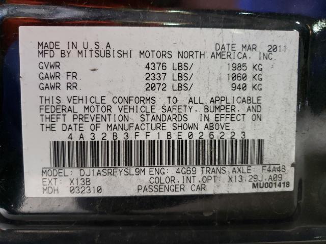 2011 MITSUBISHI GALANT ES 4A32B3FF1BE026223