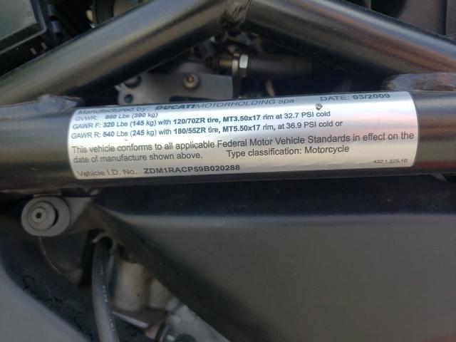 2009 DUCATI MONSTER 11 ZDM1RACP59B020288