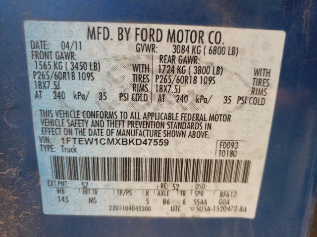 2011 FORD F-150 1FTEW1CMXBKD47559