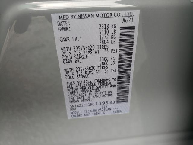 2021 NISSAN MURANO SL 5N1AZ2CJ1MC139533