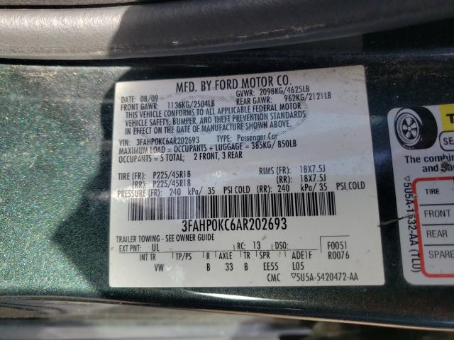 2010 FORD FUSION SPO 3FAHP0KC6AR202693