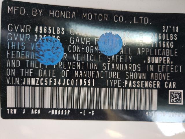2018 HONDA CLARITY TO JHMZC5F34JC010591