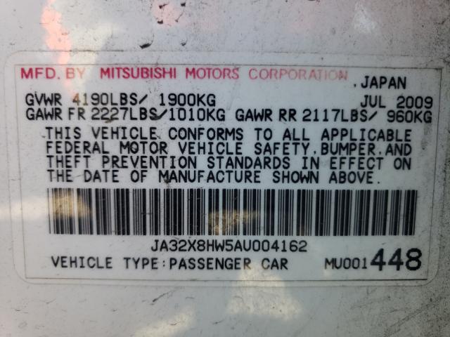 2010 MITSUBISHI LANCER GTS JA32X8HW5AU004162