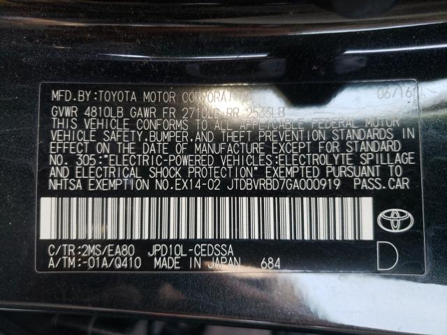 2016 TOYOTA MIRAI JTDBVRBD7GA000919