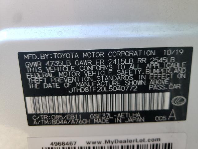 2020 LEXUS IS 300 PRE JTHD81F20L5040772