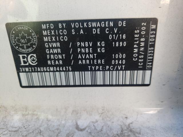 2016 VOLKSWAGEN GOLF S/SE 3VW217AU6GM044475