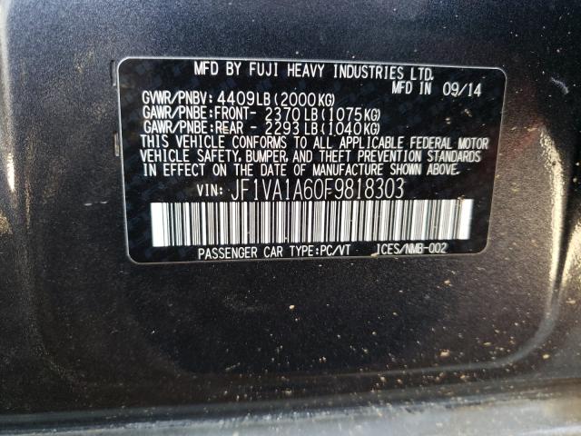 2015 SUBARU WRX JF1VA1A60F9818303
