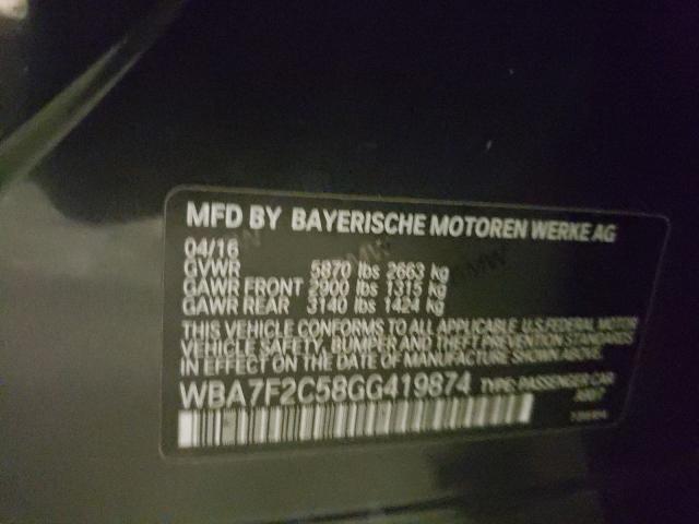 2016 BMW 750 XI WBA7F2C58GG419874