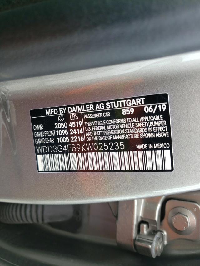 2019 MERCEDES-BENZ A 220 4MAT WDD3G4FB9KW025235