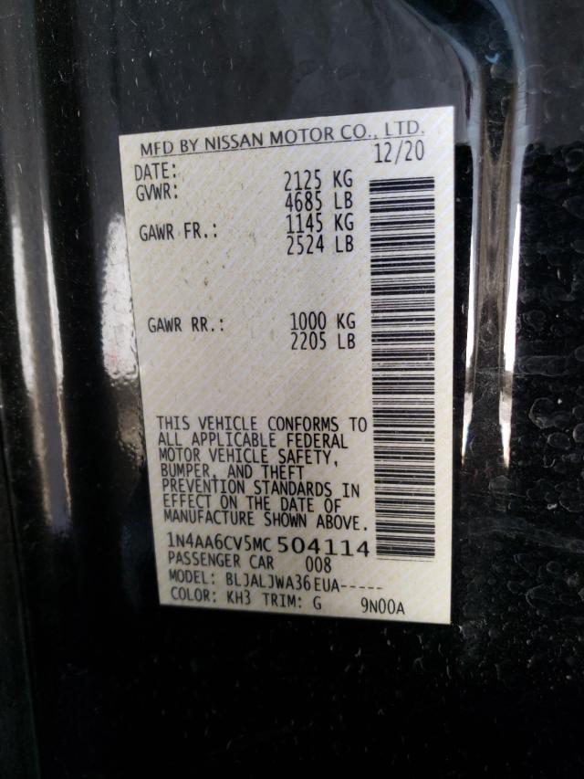 2021 NISSAN MAXIMA SV 1N4AA6CV5MC504114