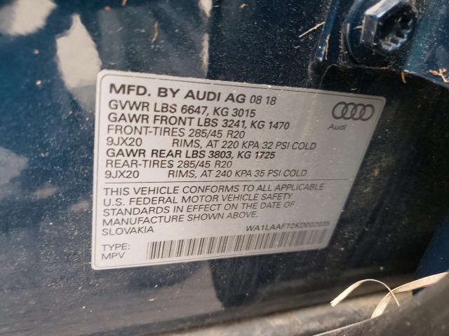 VIN WA1LAAF72KD002035 2019 Audi Q7, Premium Plus no.10