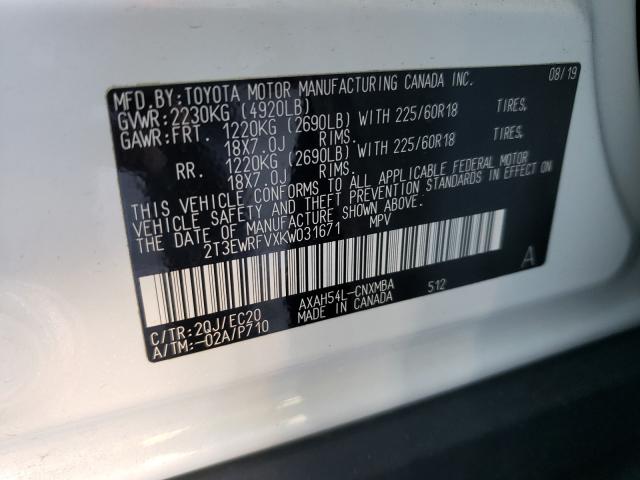 2019 TOYOTA RAV4 XSE 2T3EWRFVXKW031671