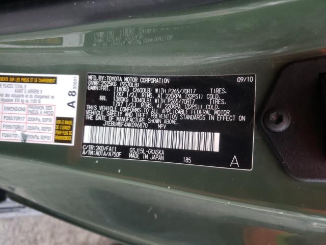 2010 TOYOTA FJ CRUISER JTEBU4BF4AK096870