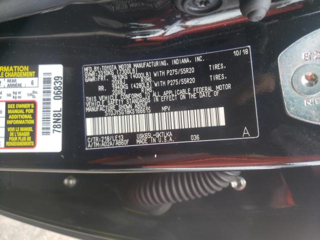 2019 TOYOTA SEQUOIA LI 5TDJY5G18KS166615