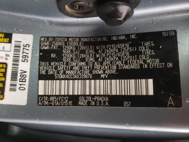 2010 TOYOTA SIENNA CE 5TDKK4CC3AS329676