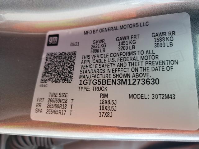 2021 GMC CANYON ELE 1GTG5BEN3M1273630